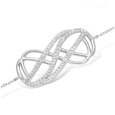 [R3862] - Brățară de argint 'Infinity' argintiu alb (rodiu) - 30x15mm
