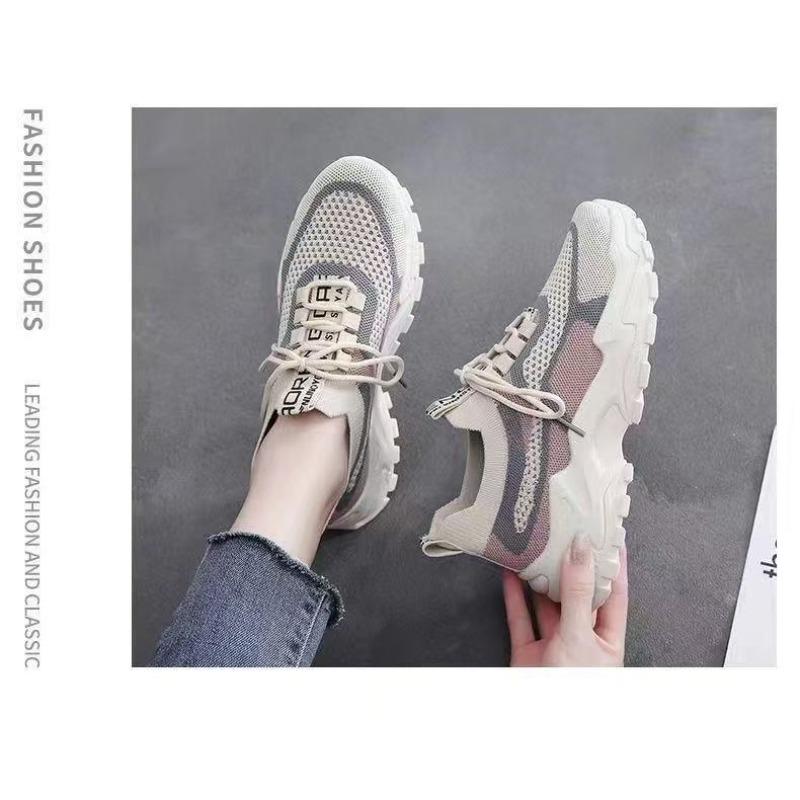 Spring and Summer New Sports Women's Shoes Breathable Soft-soled Casual Canvas Lightweight Running Platform Shoes