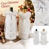 Christmas Wine Bottle Cover Plush Champagne Bottle Bag for Holiday Table Decor