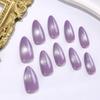 Light Purple Cat Eye Oval Wearable Nail Pieces – Medium-Long Fake Nails for Special Manicures