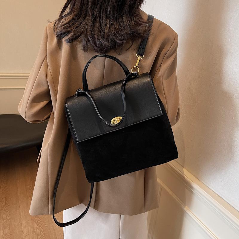 

Премиальный сенс портативная сумка для通勤 Maillard женская 2025 новая ретро матовый рюкзак большой вместимости рюкзак 28*13*28 чёрный