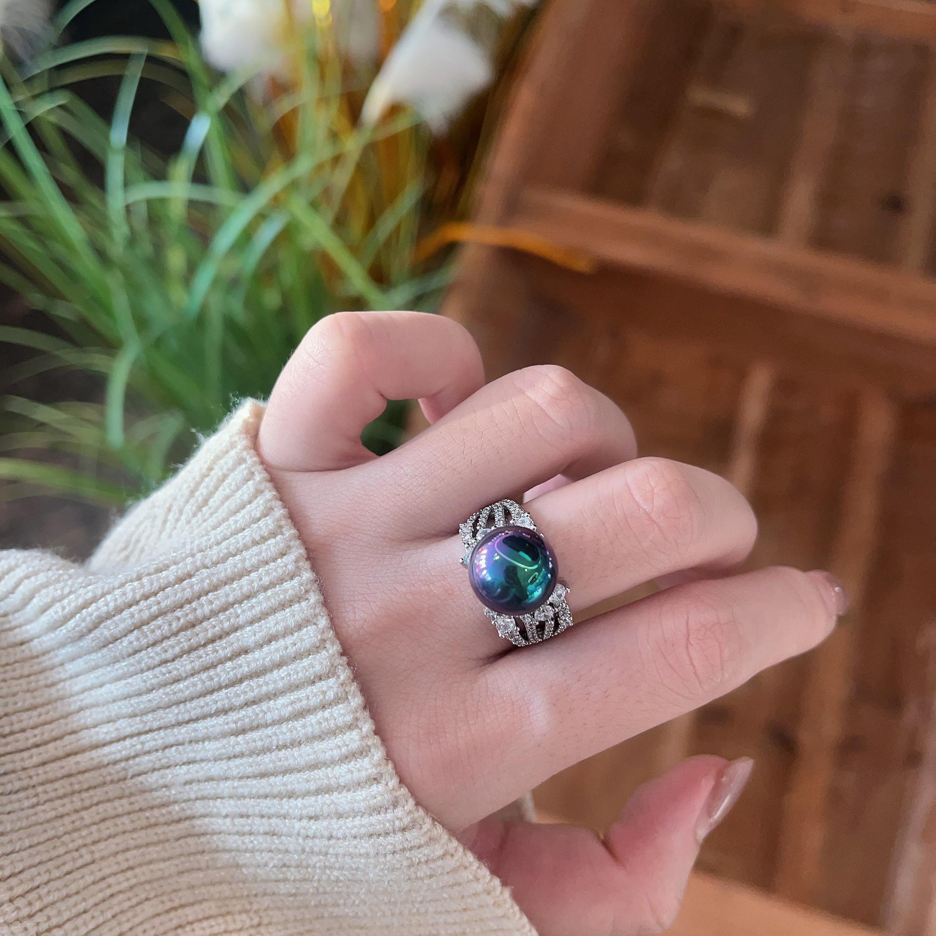 Французская элегантность темперамент жемчужное кольцо женское открывающееся придворное знаменитость указательный палец кольцо ювелирные изделия темперамент Opening adjustable