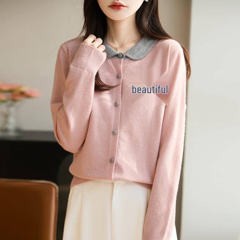 Doll Collar Women's Knit Cardigan - Versatile, Stylish, Loose Wool Coat for Autumn/Winter
