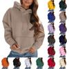 Damemote Ensfarget hette og snøring Langermet løs genser sweatshirt topp
