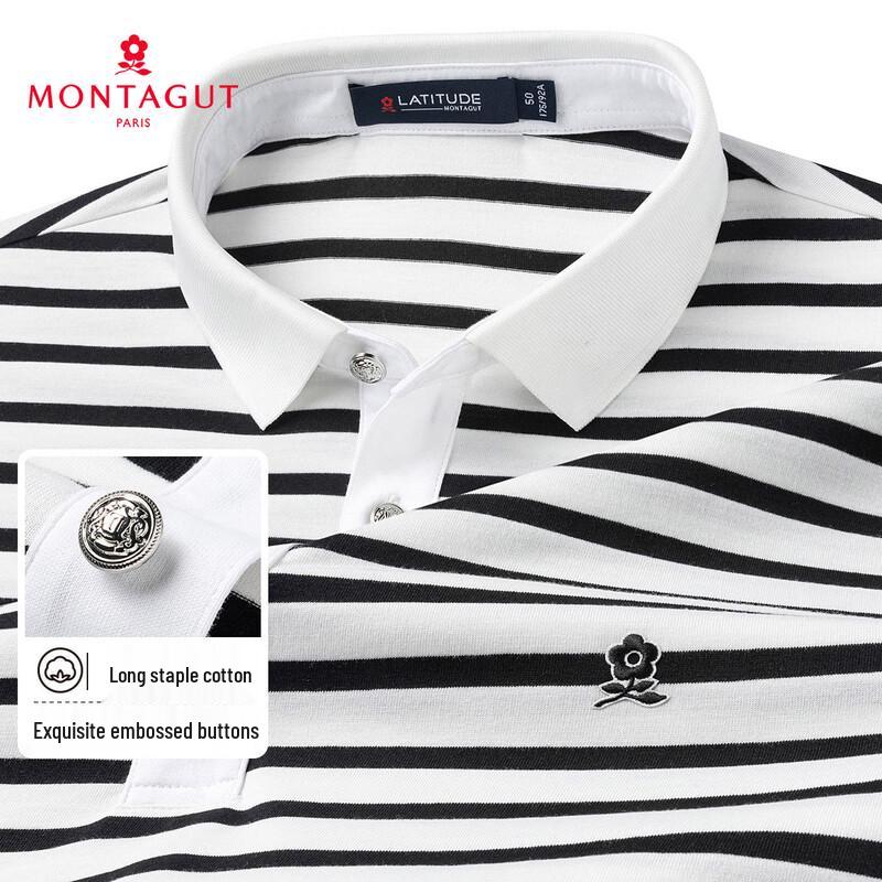 MONTAGUT Men s Cotton Blend Striped Polo T-Shirt 52