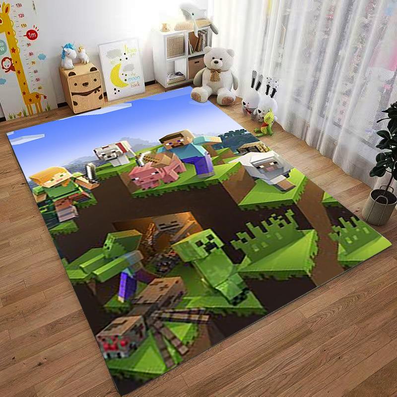 Minecraft Style Carpet with Characters, Animals, and Adventure Design Suitable for Use As an Anti-slip for Living Room Bedroom Sofas