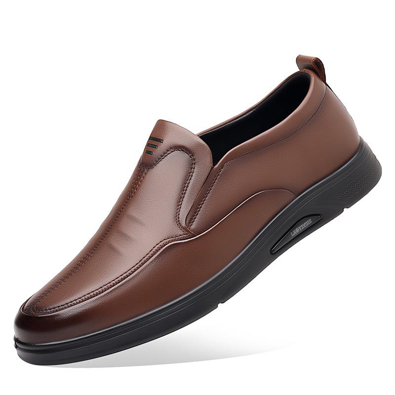 Classic Car Casual Leather Shoes Men's Leather Breathable Business Dress Versatile Soft Sole Non-slip Thick Sole Dad Shoes One Pedal