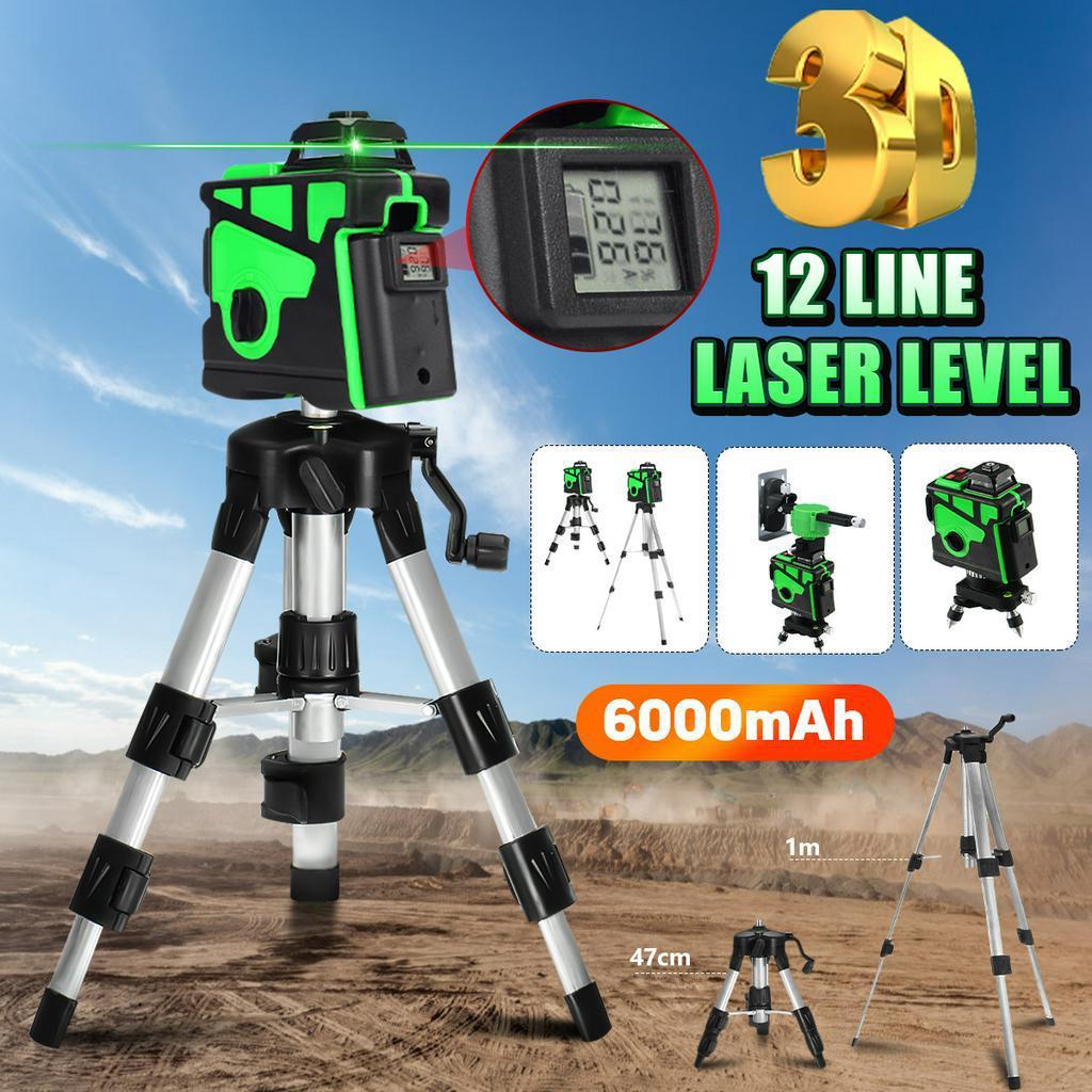 AC 100-240V 12 Lines Self-Leveling 3D Laser Level 360 Horizontal And Vertical Powerful Green Laser Beam Line Laser Level with Bracket/Tripod