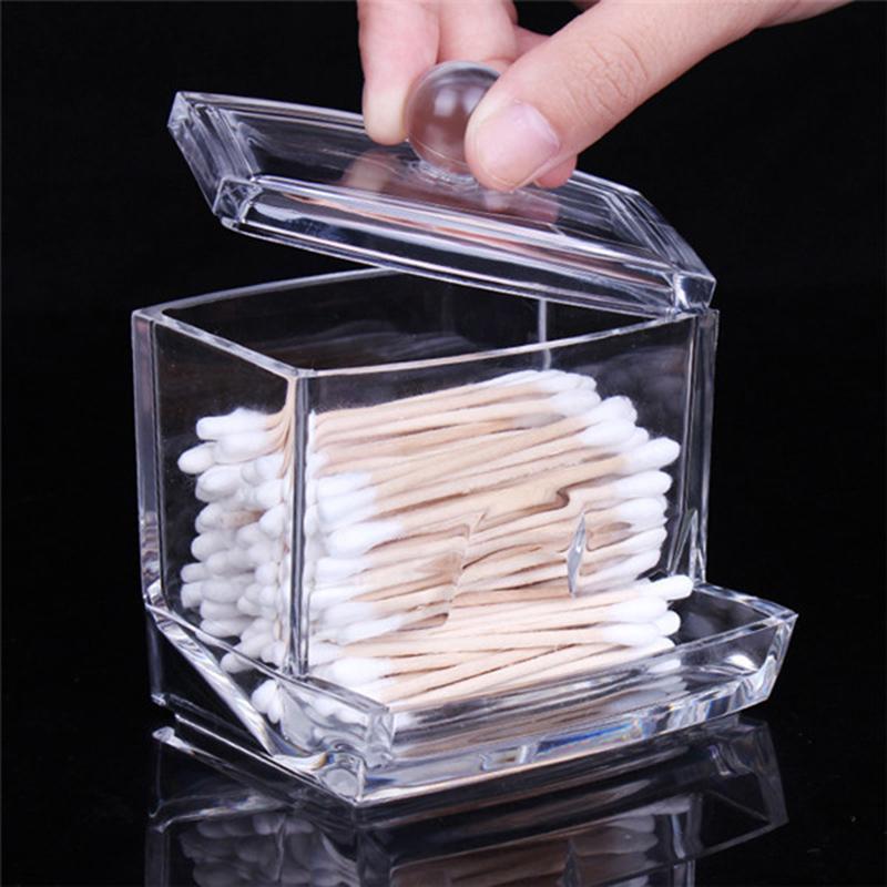 Buy Acrylic Cotton Swabs Storage Holder Box Portable Transparent