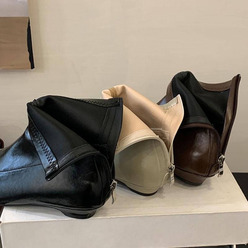 Fashion Fashion Pointed Toe Women Flats Ankle Stretch Boots Shoes Casual Female Zippers Footwear Flats Ladies Short Boots Shoes
