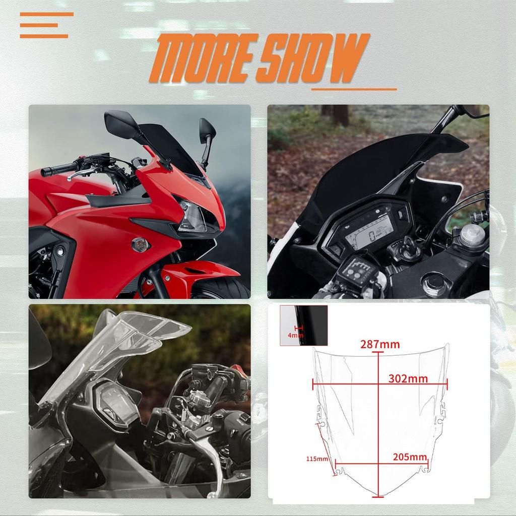 Sportbike CBR500R Windshield Windscreen Cover Airflow Wind Screen Deflector Visor Protector Front Fairing for H-onda CBR 500 R CBR 500R CBR-500-R