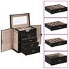 5 Tier Jewelry Box with Mirror and Lockable Design Black