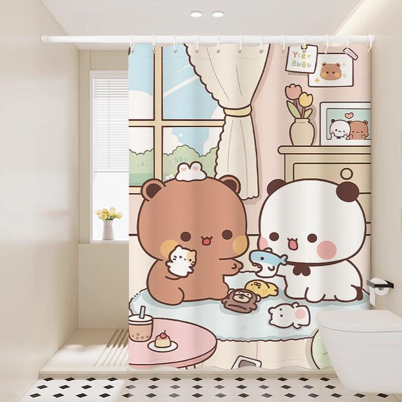 Cute Shower Curtain Thickened Waterproof Bathroom Bathroom Bathroom Bath Shower Dry And Wet Separation Hanging Curtain