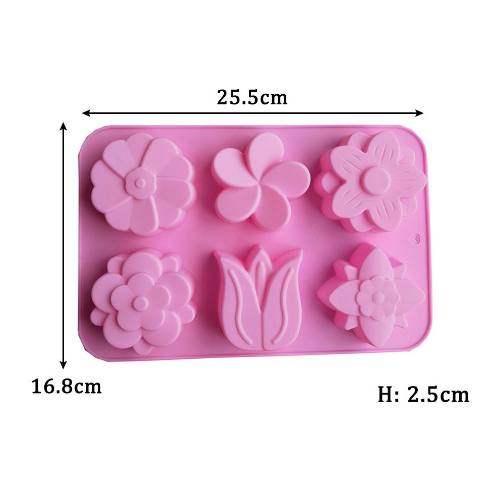6 Löcher Rose Blume Handgemachte Seife Kerze Silikonform Herzform DIY Kuchen Schokolade Backwerkzeuge Eiswürfelform