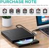 External CD DVD Drive with SD TF Slot & USB Ports, USB 3.0 Type-C Portable CD DVD +/-RW Drive Reader Burner Rewriter for Laptop