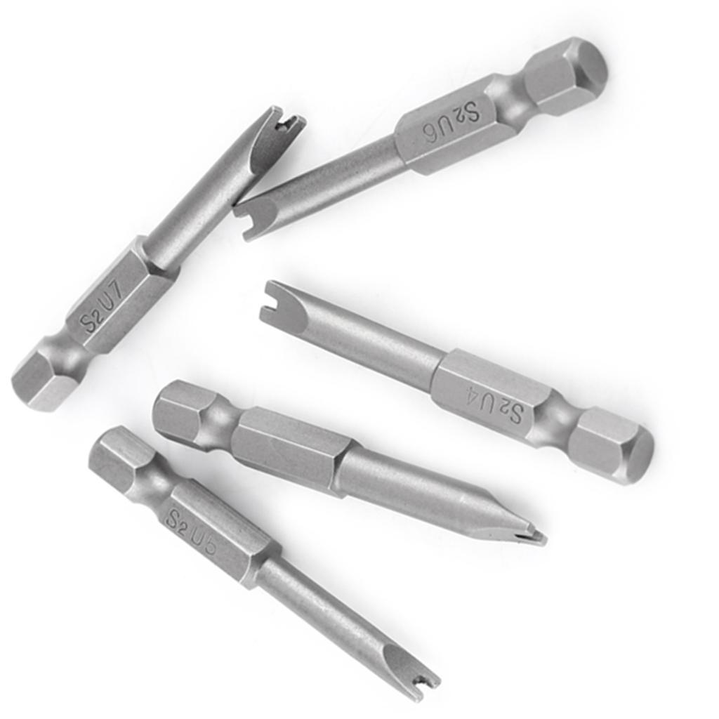 5-teiliges Set aus S2-legiertem Stahl, 50 mm Länge, 14 Zoll Sechskantschaft, U-förmig, magnetische Schraubendreher-Bits