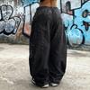 Women's Retro High Street Wide-Leg Denim Trousers Washed High-Waisted Casual Stylish Denim Trousers