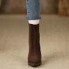 Handmade women's shoes autumn pointed 2025 autumn and winter new short boots women's high heels thin heel zipper brown women's boots