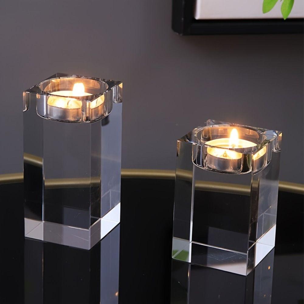 Glass Tealight Candlestick Artistic Nordic Candlestick Ornaments Butter Lamp Holder  Home Decor