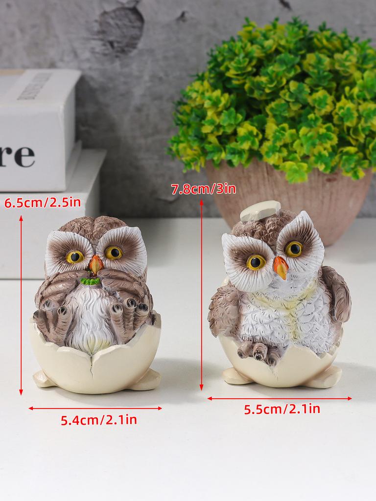 Set of 2 Realistic Resin Owl Statues Home Decor Cartoon Owl Sculptures Exquisite Craft Ornaments for Living Room Decor