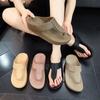 Fashion Women's Slippers and Ladies Sandals Outside Flip Flops Slides Brown Shoes Height 39 Chic Elegant Wholesale Stylish 2024 Trend