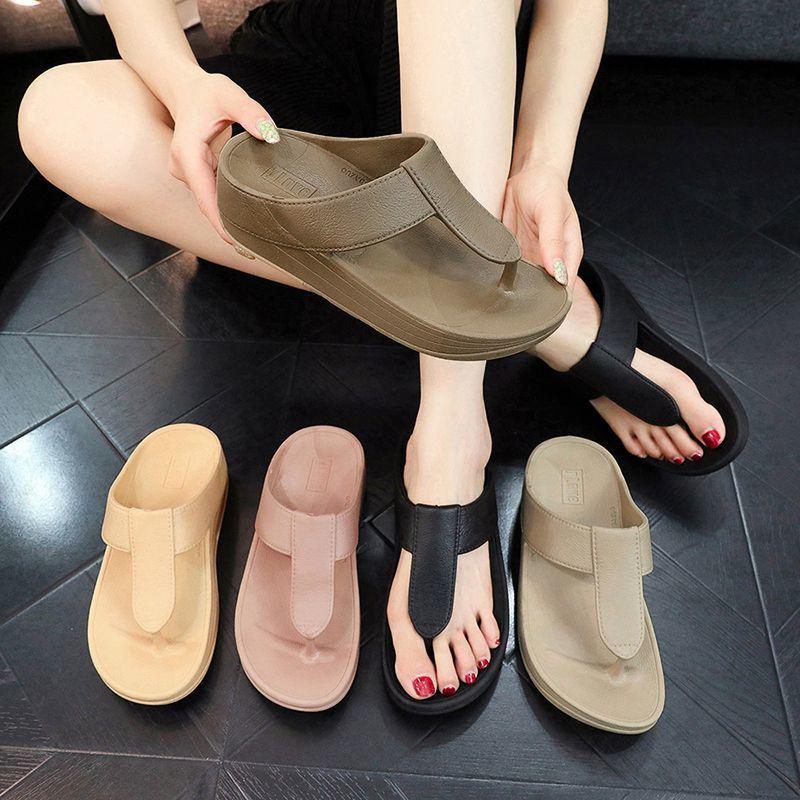 Fashion Women's Slippers and Ladies Sandals Outside Flip Flops Slides Brown Shoes Height 39 Chic Elegant Wholesale Stylish 2024 Trend