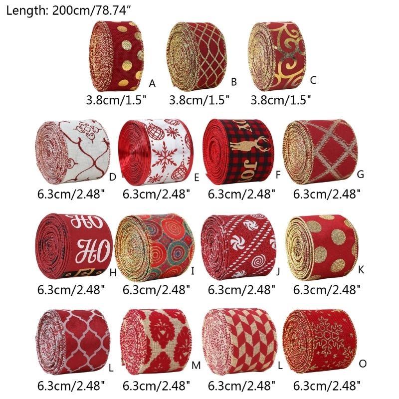 24TE Ribbons Christmas Burlap Craft Ribbon DIY Bowknot Gift Wrapping Supplies for DIY Christmas Tree Decor