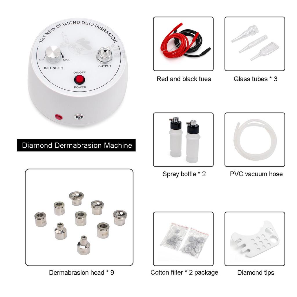 3-in-1 Diamond Microdermabrasion and Blackhead Suction Device for Home Use
