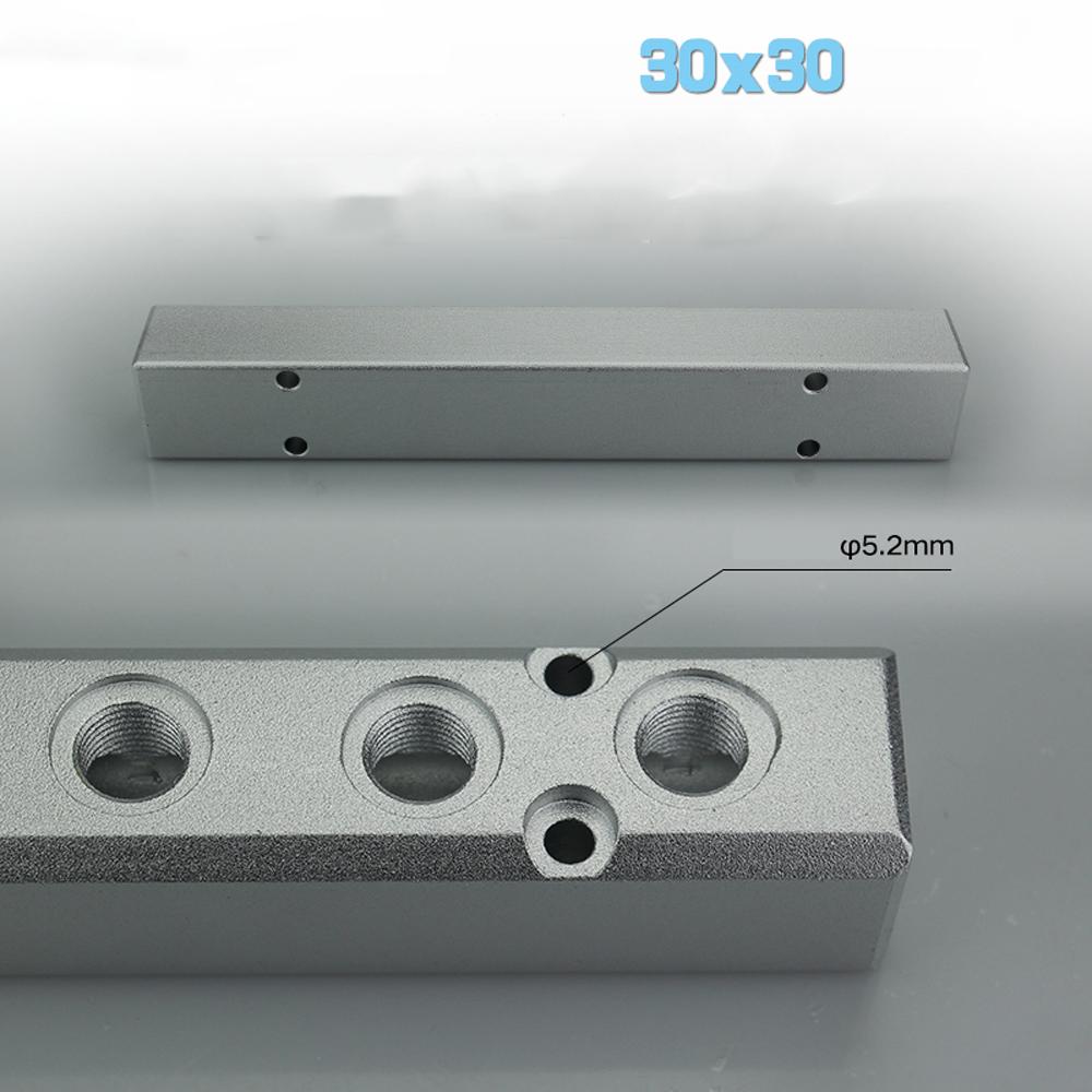BSP 1/2" In G1/4" Out 2 3 4 5 6 7 8 9 10 Ways 30x30mm Pneumatic Aluminum Manifold Block Splitter