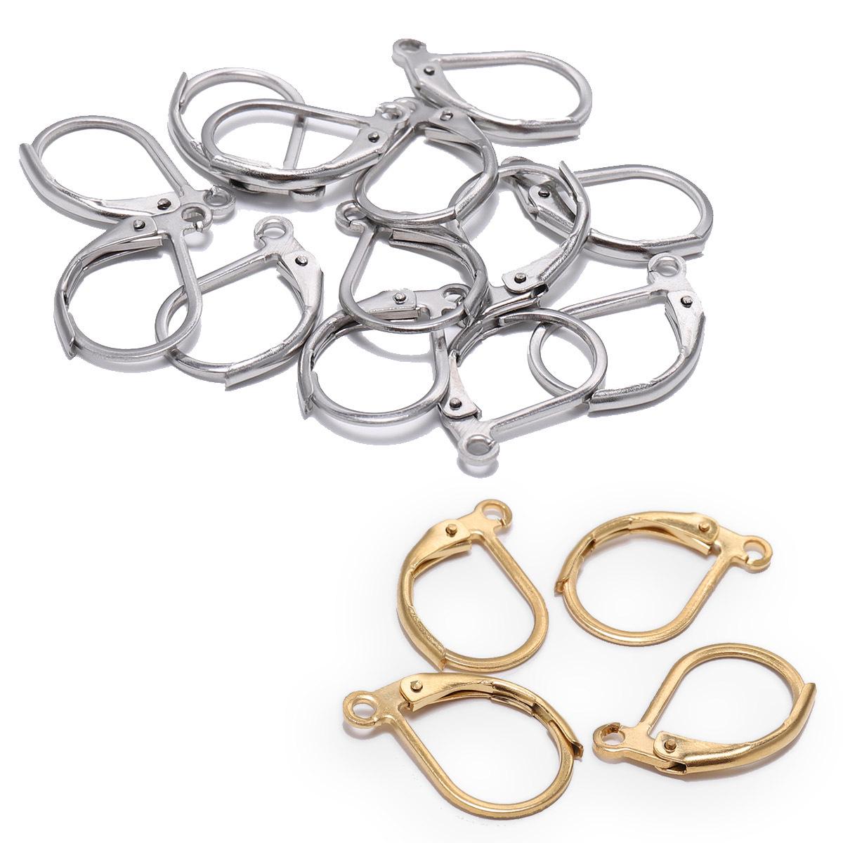 

Stainless Steel Ear Hooks & Findings: French D-Shape Wires, Clips, Cuffs & Jewelry DIY Accessories 15*10mm [20 pcs/pack/8g]