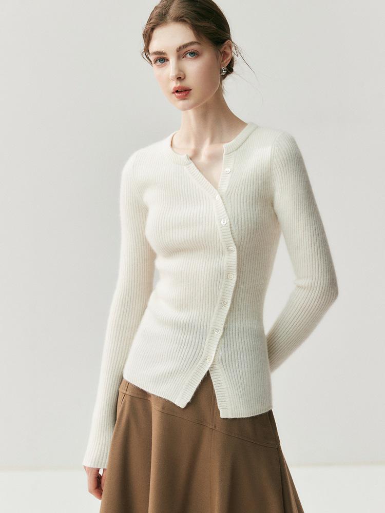 2025 Autumn/Winter Women's V-Neck Slim Fit Cashmere Cardigan - Two-Way Wear, Versatile Knit Jacket