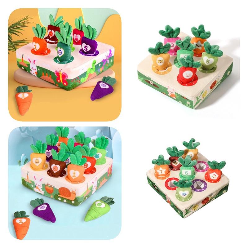 Educational Plush Toy For Children Shape Color And Number Recognition Farm Carrot Puller