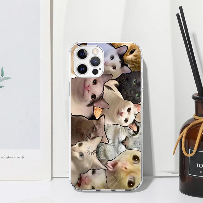 Crying Cat Memes Phone Case For Iphone 17 Air 16 15 Plus 16E 14 Pro Max 13 Mini 12 11 7 8 SE Fundas Soft Back Cover 17 Air 16 15
