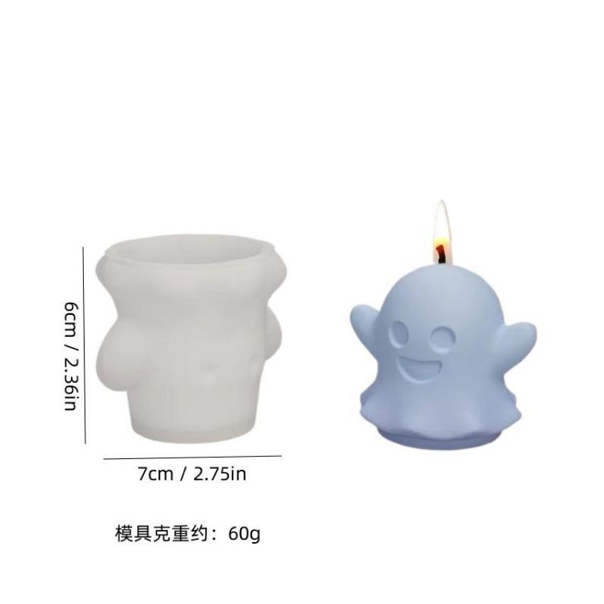 Stampo per Candela Zucca Fantasma Fai da Te Fatto a Mano Halloween Creativo Mostro Carino Gesso Cemento Stampo in Silicone 3D Artigianato Profumato Ornamenti
