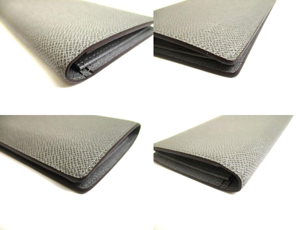 Authentic LOUIS VUITTON Gray Taiga Leather Flap Bill Wallet Portefeuille Long #a564 Refurbished