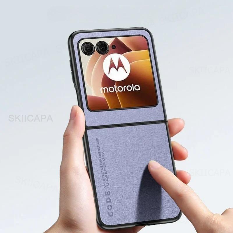 Plain Leather Phone Case For Motorola Razr Ultra 2025 Razr + 2024 Razr 60 50 Ultra Matte Shockproof Soft Frame Bumper Cover