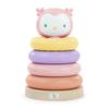 ITY De INGENUITY Cutie Stacks Nally, 4 Anneaux De Dentition À Empiler Sans BPA, Support En Faux Bois, Ours, Rose, Dès 6 Mois