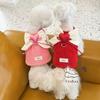 Cute Heart Big Bow Corduroy Dog Dress Thick Warm Pet Apparel Winter Dog Clothes Puppy Small Dog Costume Apparel Pet Dresses Coat