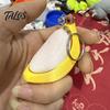 Push-pull Fidget Toy Keychain Pendant, Peeled Banana Stress Relief with Thickened Stainless Metal Steel Ring, Portable for Keys Backpacks Schoolbags