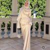 2025 Autumn Women's Slimming French Satin Long Dress Set with Long Sleeves