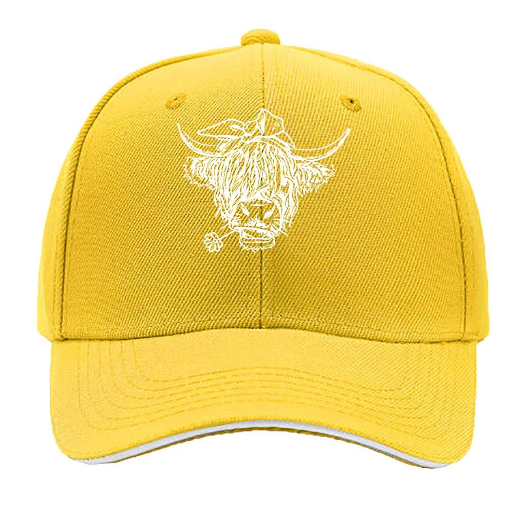 UnisexS Black Baseball Cap with Bull Head Print Stylish Versatile and Trendy Outdoor Hat for Casua Sandwich Baseball Cap