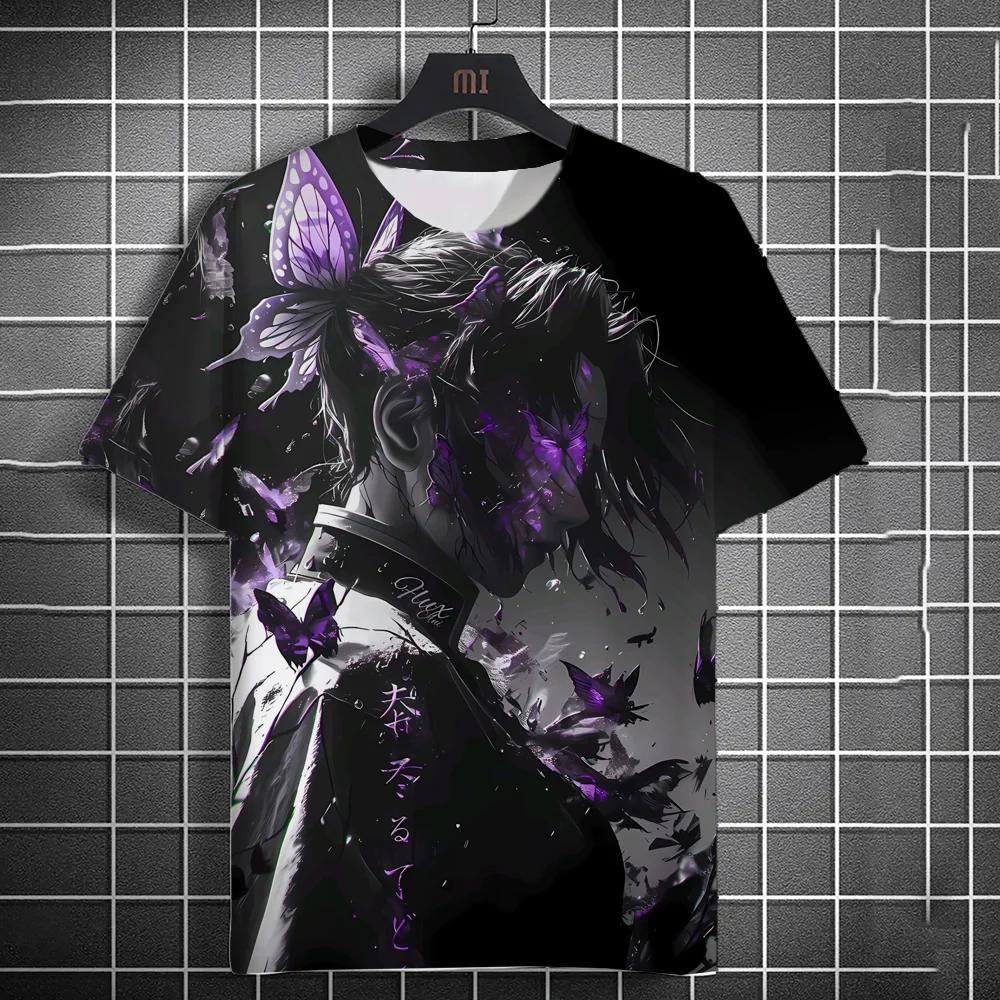 Japanese Graffiti Anime 3D Printed Fashionable Casual Short Sleeved Men's T-shirts - Soft Medium Stretch Polyester Fabric Summer Relaxed Fit Clothing