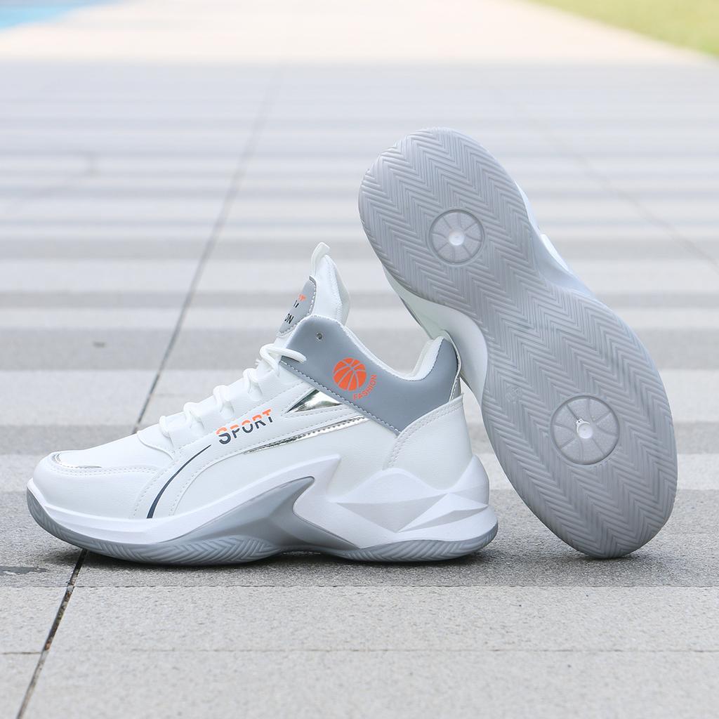 Męskie buty sportowe typu high top z wodoodporną skórzaną powierzchnią, buty do koszykówki, modne buty na deskorolkę z wysoką przyczepnością