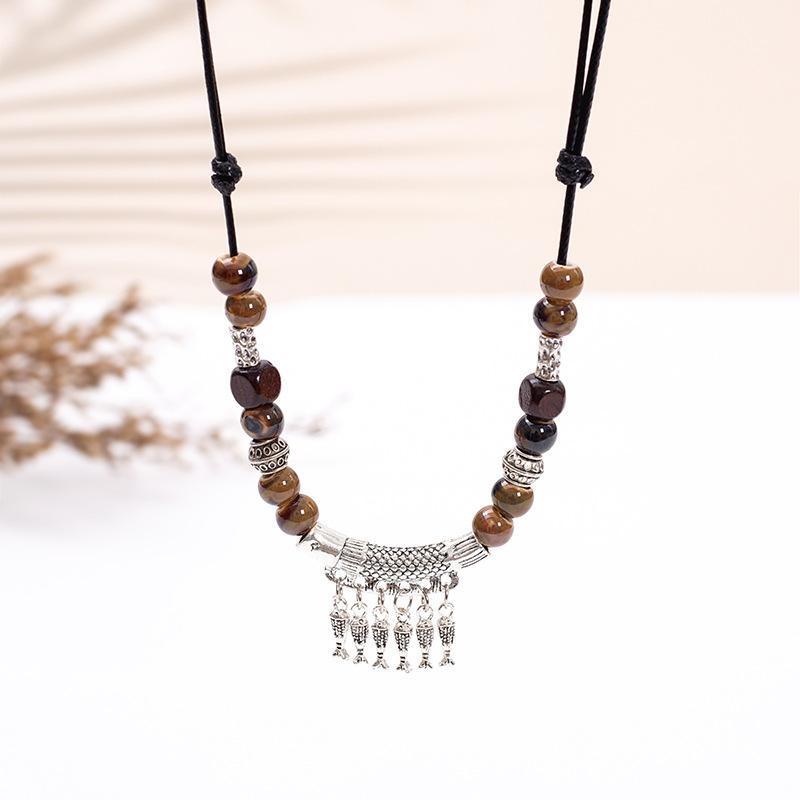 Concubine Butterfly Ethnic Style Ceramic Long Sweater Chain Female Antique Pendant Retro Chinese Style Butterfly Necklace