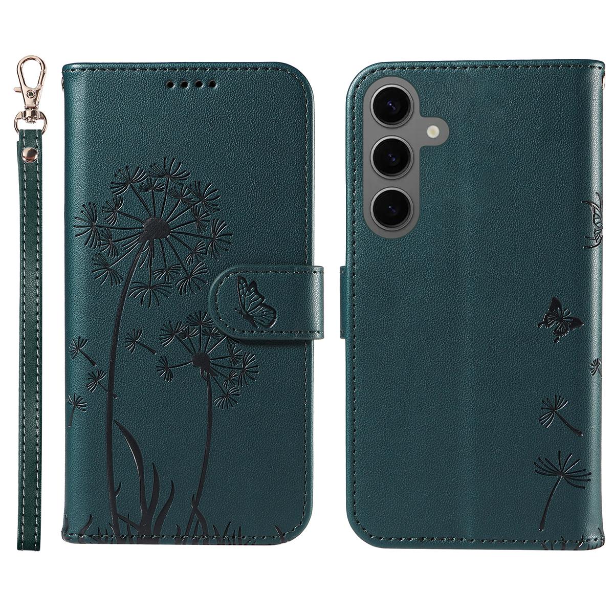 

For Samsung Galaxy S25/S24 Leather Case Wallet Phone Cover Dandelion Imprint Black