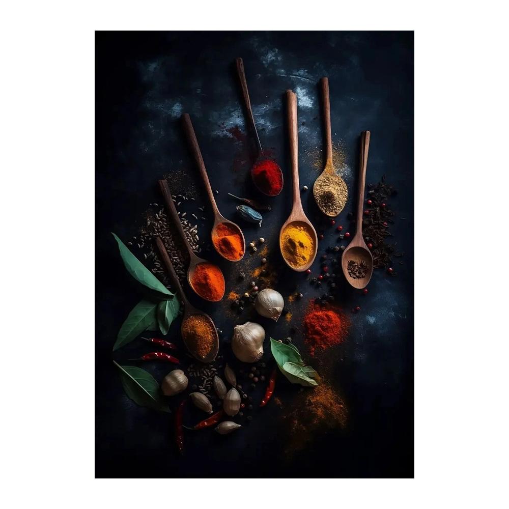 Modern Cooking Herbs Spices Sushi Utensils Spoon Wall Art Picture Canvas Painting Luxury Artwork Poster Print Home Kitchen Decor