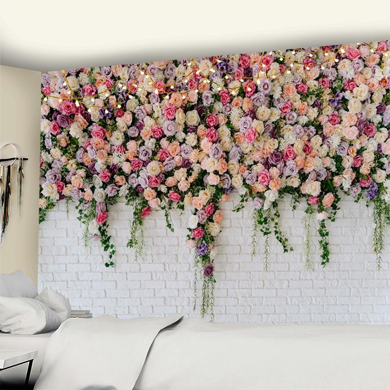Beautiful Flowers Tapestry Wall Hanging Cloth Tapestries Carpets Dorm Art Decor Polyester Picnic Beach Towel