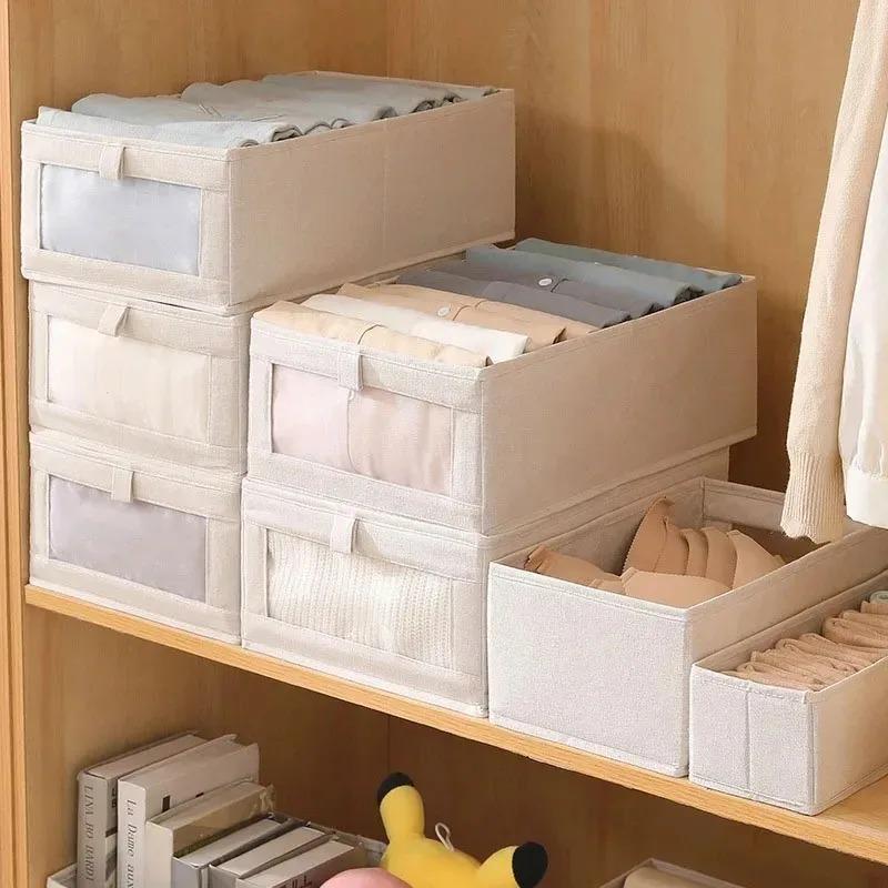 1Pcs Storage Box Drawers Fabric Foldable Boxes and Clothes Organizers of Cabinets for Bedroom Wardrobe Organization Home