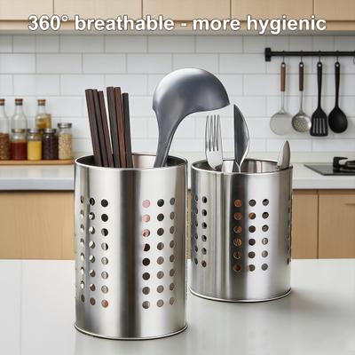 Ablaufrohr Besteckhalter Organizer Abtropfgestell mit mehreren Abflusslöchern Rostfreier Edelstahl Essstäbchen-Aufbewahrungsbox für Küchengeschirr