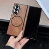 Luxury Busine Sle Leather Hinge Magnetic Phone Case for Original Samsung Galaxy Z Fold 7 6 5 4 3 Magsafe Wireless Charging Cover
